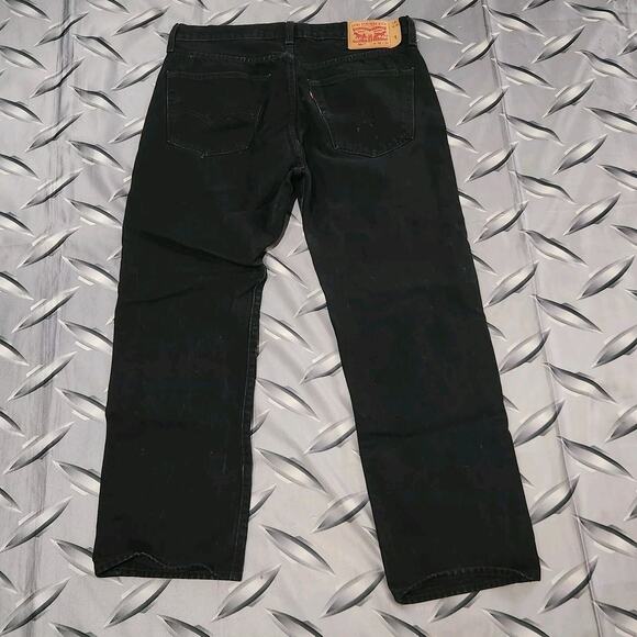 Levi's 501 Button Fly Jeans Men's 35x28 (Actual) Black Distressed Wash - Picture 2 of 9
